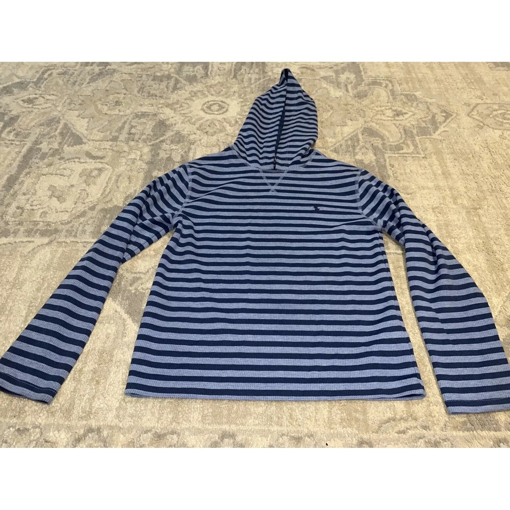 Polo Ralph Lauren Boys Blue Striped Shirt Hoodie Size Mediu 10-12